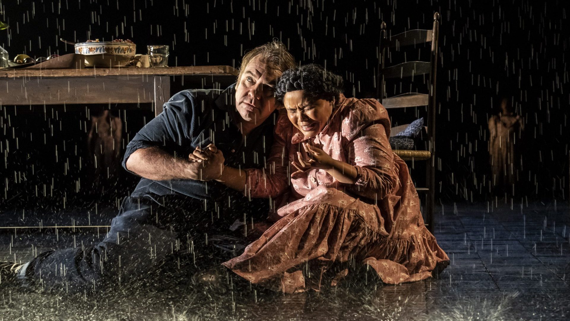 Brendan Cowell and Rachelle Diedericks in The Crucible at the National Theatre. Photo: Johan Persson