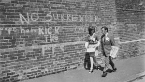 Canvassing in the unionist Shankill area of Belfast, June 1973. Photo: Daily Express/Hulton Archive