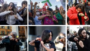 Women around the world show their solidarity with protests against the Iranian regime