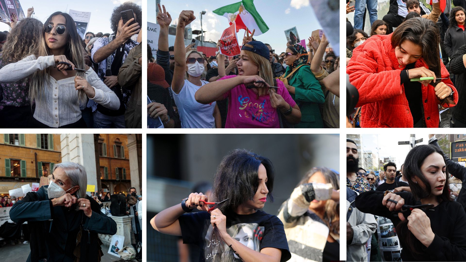 Women around the world show their solidarity with protests against the Iranian regime