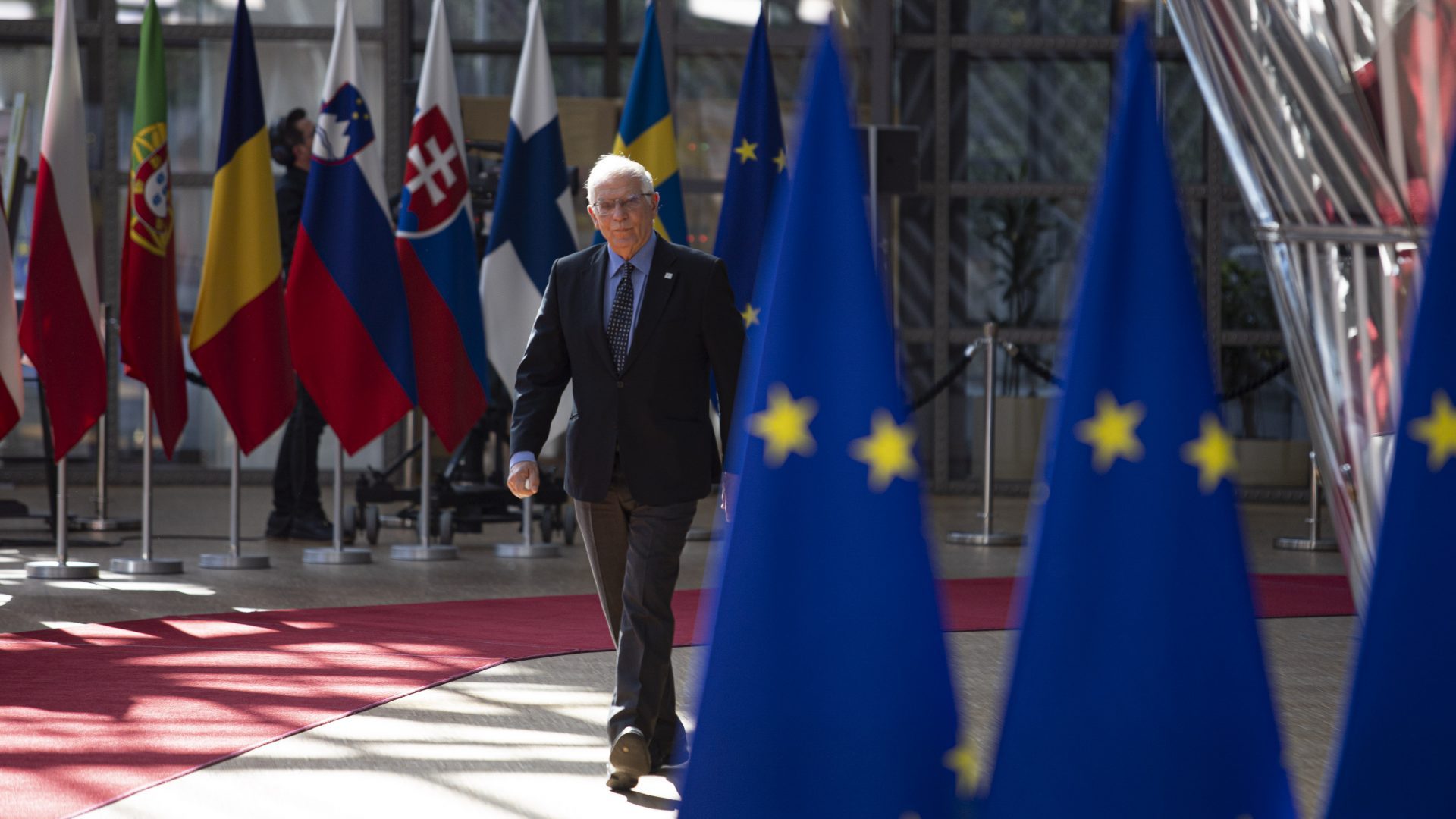 Josep Borrell, the High Representative of the Union for Foreign Affairs and Security Policy arrives at the extraordinary special EU summit about Ukraine, Energy and Defence. Photo: Nicolas Economou/NurPhoto via Getty Images
