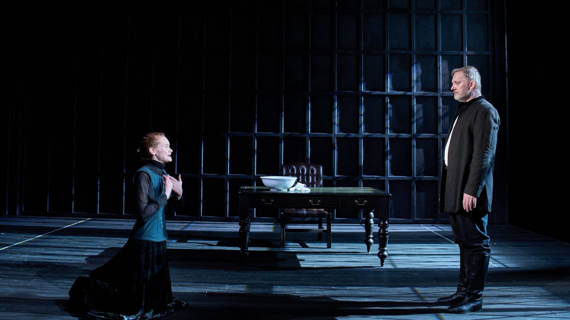 Rona Morison (Agnes) and Douglas Henshall (James Melville) in Mary at Hampstead theatre. Photo: Manuel Harlan