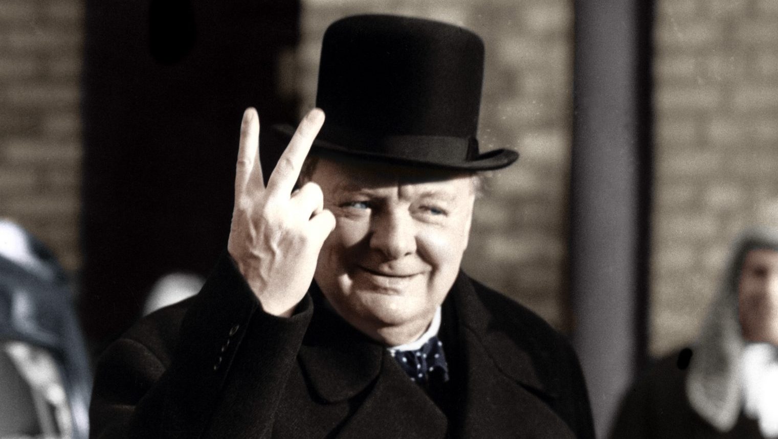 Winston Churchill making a reversed version of his famous V for Victory sign, 1942. In spite of being warned by staff that the gesture had another significance when performed with his palm facing inwards, the PM sometimes continued to make it that way, claiming it was an “up yours” to the Nazis. Photo: The Print Collector/Getty