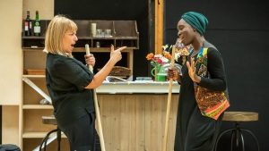 Fay Ripley (Kerry) and 
Madeline Appiah (Athena) in rehearsal for Kerry Jackson
at the National. Photo: Marc Brenner