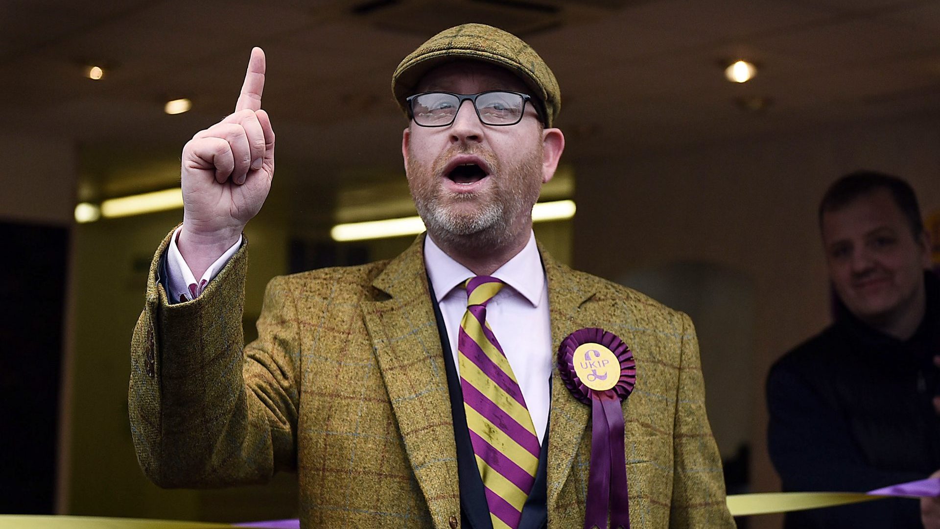 Paul Nuttall, former leader of UKIP, when he launched his campaign to be the Member of Parliament for the constituency of Stoke Central outside the UKIP shop, in 2017. Photo: Mary Turner/Getty Images