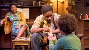 Bethan Mary-James, Samuel Adewunmi and Ellie-Mae Siame in Trouble in Butetown. Photo: Manuel Harlan