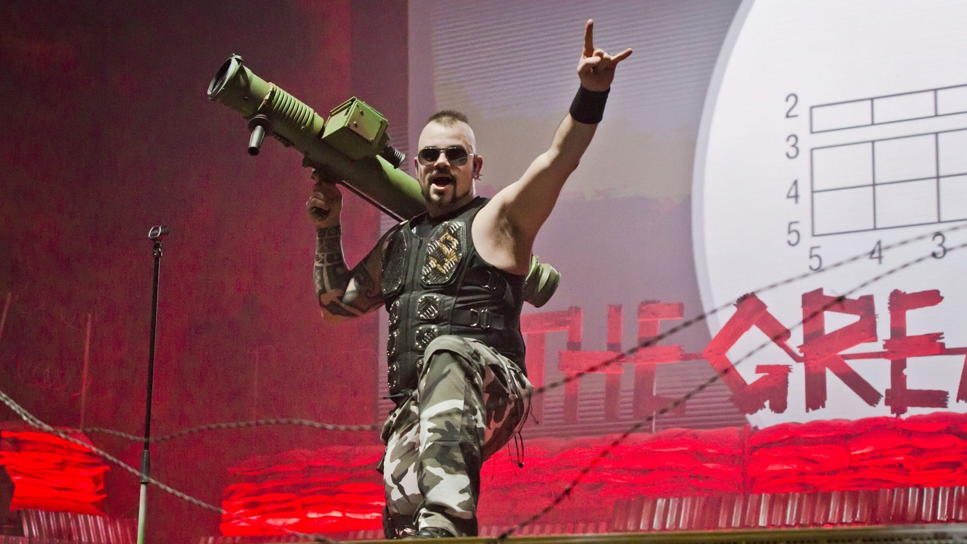 Joakim Brodén, frontman of Swedish power metal band Sabaton. Photo: Frank Hoensch/Redferns