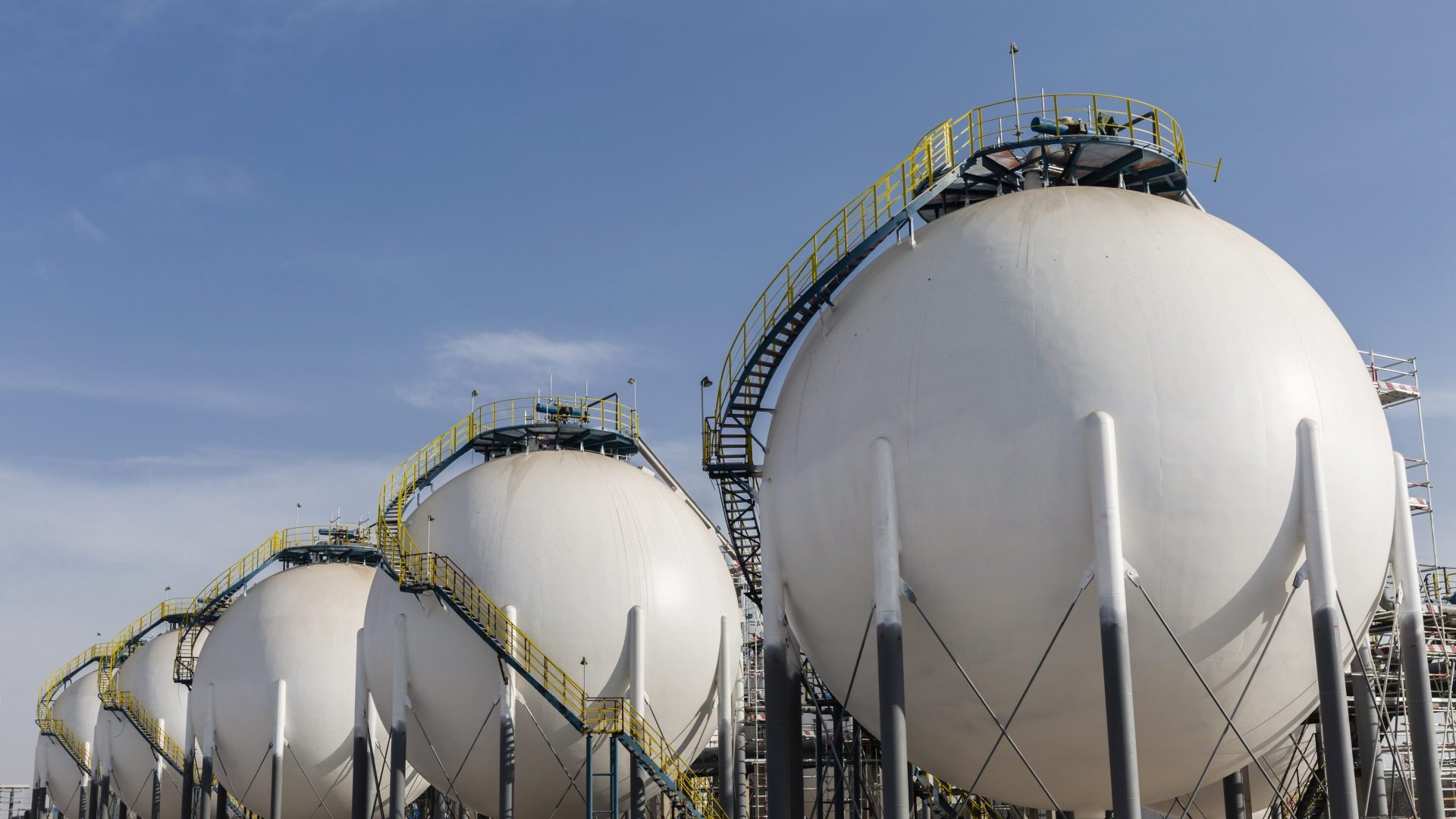  Storage tanks are seen at the construction site of China's first 10,000-ton photovoltaic green hydrogen pilot project operated by China Petroleum & Chemical Corporation (Sinopec). Photo: Guo Jianjiang/VCG via Getty Images