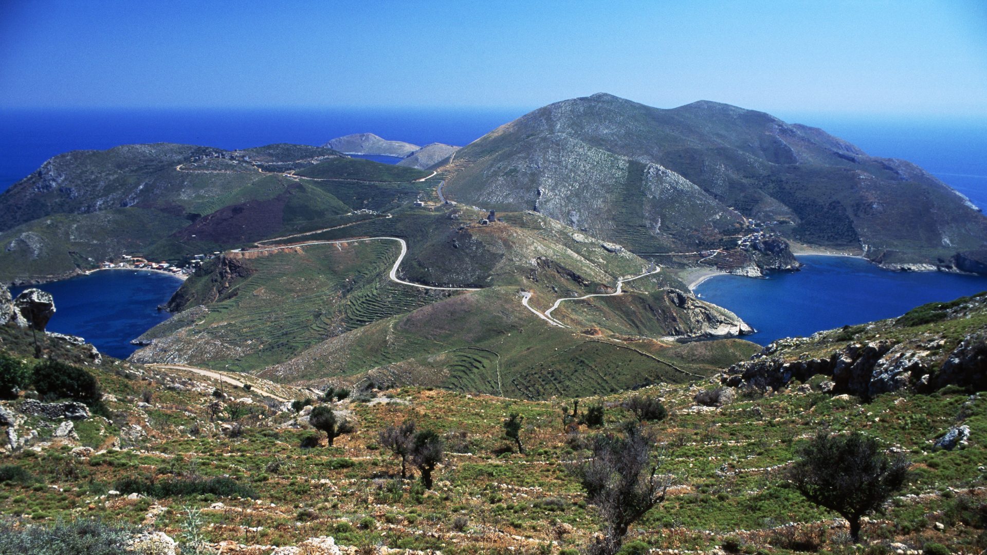 The landscape between Marmari and Porto Kagio on the once-remote Mani 
peninsula, Peloponnese. Photo: DeAgostini/Getty