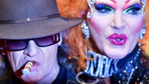 Udo Lindenberg and Olivia Jones at the Hinterm Horizont
musical premiere in Hamburg. Photo: Alexander Koerner/Getty