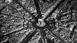 An aerial view of the Arc de Triomphe at the centre of Place Charles de Gaulle. Photo: Roger Viollet/Getty