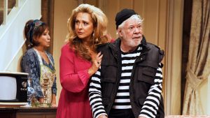Felicity Kendal, Tracy-Ann Oberman and Matthew Kelly in Michael Frayn’s Noises Off. Photo: Nobby Clark