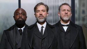 Michael Balogun, Hadley Fraser and Nigel Lindsay in The Lehman Trilogy. Photo: Mark Douet
