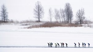 Dutch ice skaters participate in a 200km marathon on the frozen Weissensee in the Austrian Alps, used as a replacement for the Elfstedentocht, which hasn’t taken place since 1997. Photo: Joe Klamar/AFP/Getty 
