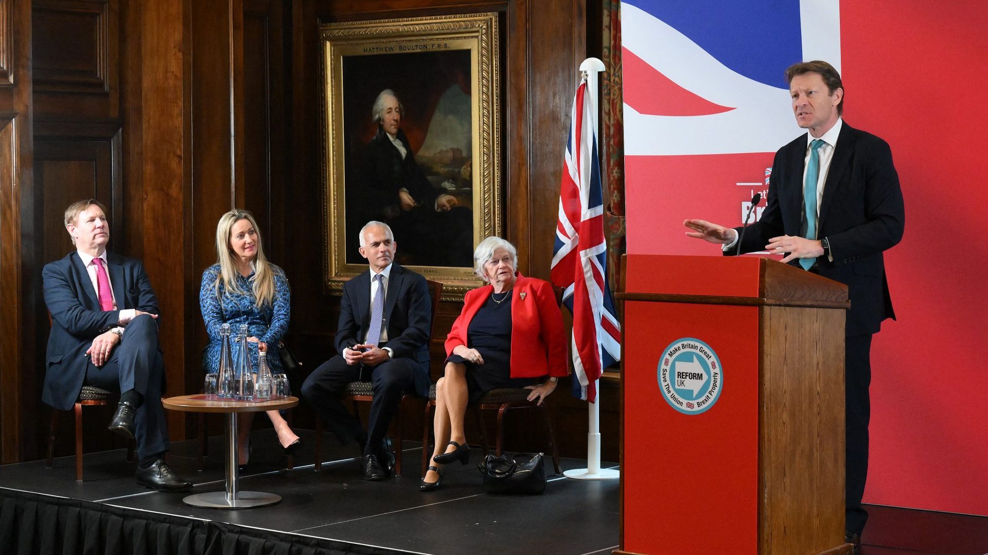 Richard Tice, leader of Reform UK, speaks during a press conference in central London (Photo by DANIEL LEAL/AFP via Getty Images)