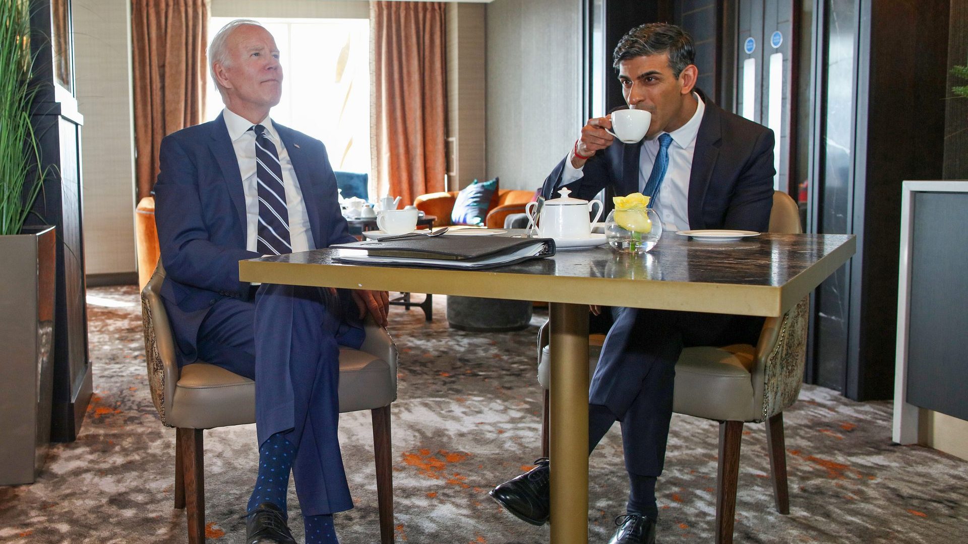 President Joe Biden meets with Prime Minister Rishi Sunak as part of a four day trip to Northern Ireland and Ireland for the 25th anniversary commemorations of the "Good Friday Agreement". Photo: Paul Faith - WPA Pool/Getty Images