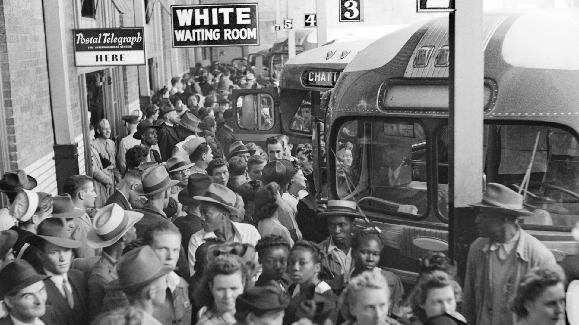A segregated 
bus station in Memphis, 1943. Photo: Universal History Archive/Universal Images Group/Getty