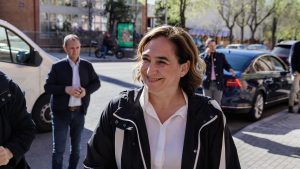 The mayor of Barcelona, Ada Colau, arrives at the event 'Today it all begins' of the Sumar platform, at the Antonio Magariños sports center. Photo: Carlos Lujan/Europa Press via Getty Images