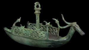 A small, bronze “navicella” boat made by Sardinian craftsmen more than 3,000 years ago. Photo: National Archaeological Museum of Cagliari