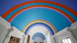 Verve, Bridget Riley's first ceiling painting, isunveiled. Photo: Antonio Masiello/Getty