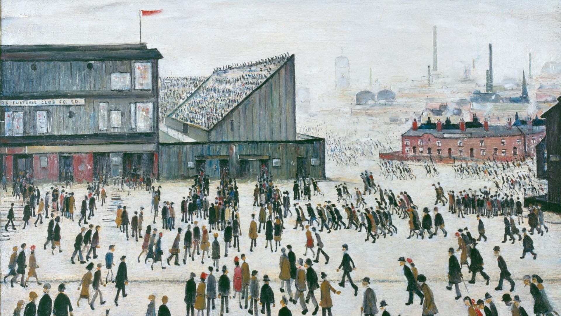 LS Lowry’s 1953 
painting Going to 
the Match, in which 
each figure is the 
gateway to a life. Photo: The Lowry 
Collection