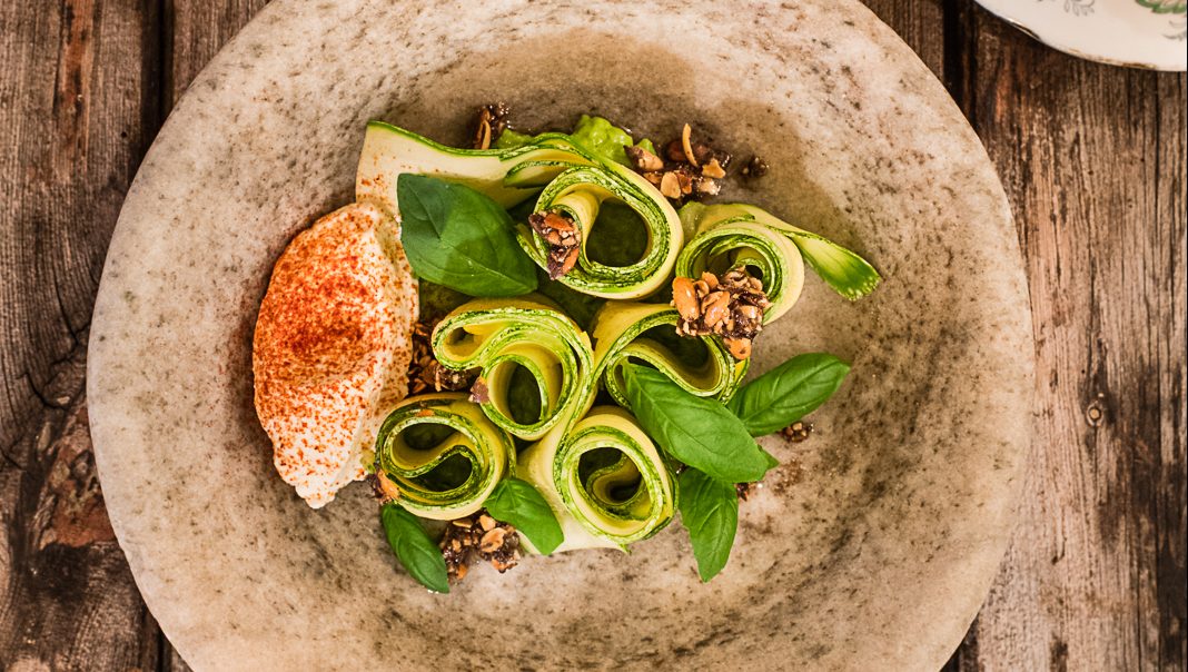 Robin Gill’s courgette with goat’s curd and honey