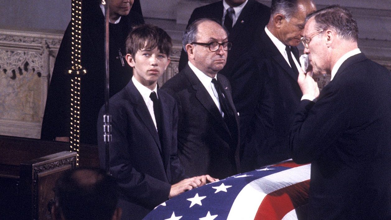 Robert F Kennedy Jr attends his father’s funeral at St Patrick’s Cathedral in New York, June 1968. Photo: Ron Galella Collection/Getty