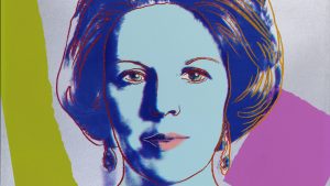 Queen Beatrix of the Netherlands as seen by Andy Warhol in his 1985 series Reigning Queens. Image: Andy Warhol/Palais Het Loo collection
