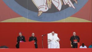 Pope Francis celebrated an open-air Mass at a park near Lisbon to wrap up World Youth Day, the largest Catholic gathering in the world. Photo: Marco Bertorello/AFP/ Getty