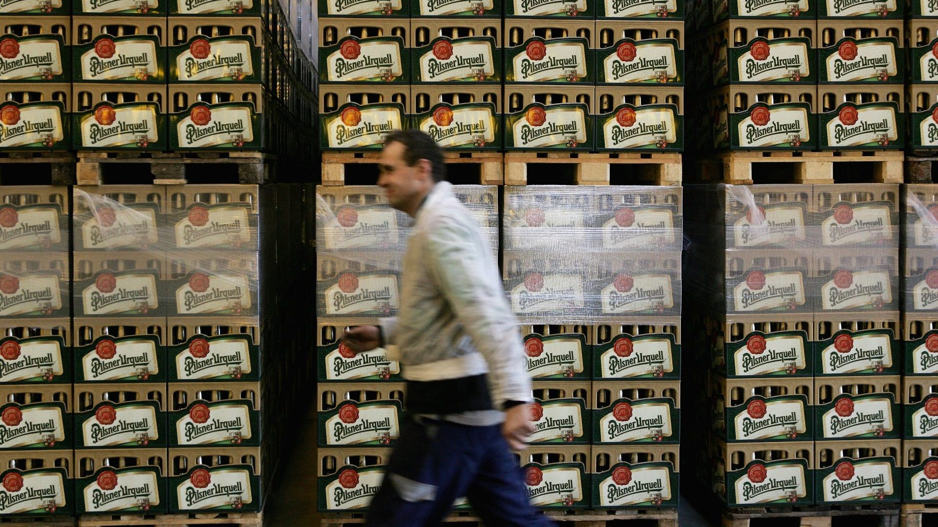 Pilsner Urquell has 
been brewed at the 
same brewery in 
Pilsen since 1842 . Photo: Sean Gallup/
Getty Images