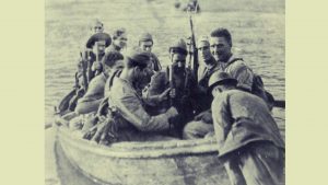 Republican soldiers cross the Erbo River during the Battle of the Ebro, the longest and largest battle of the Spanish Civil War. It took place between July and November 1938, with fighting mainly concentrated in two areas on the lower course of the Ebro River. Photo: Universal History Archive/Universal Images Group via Getty Images