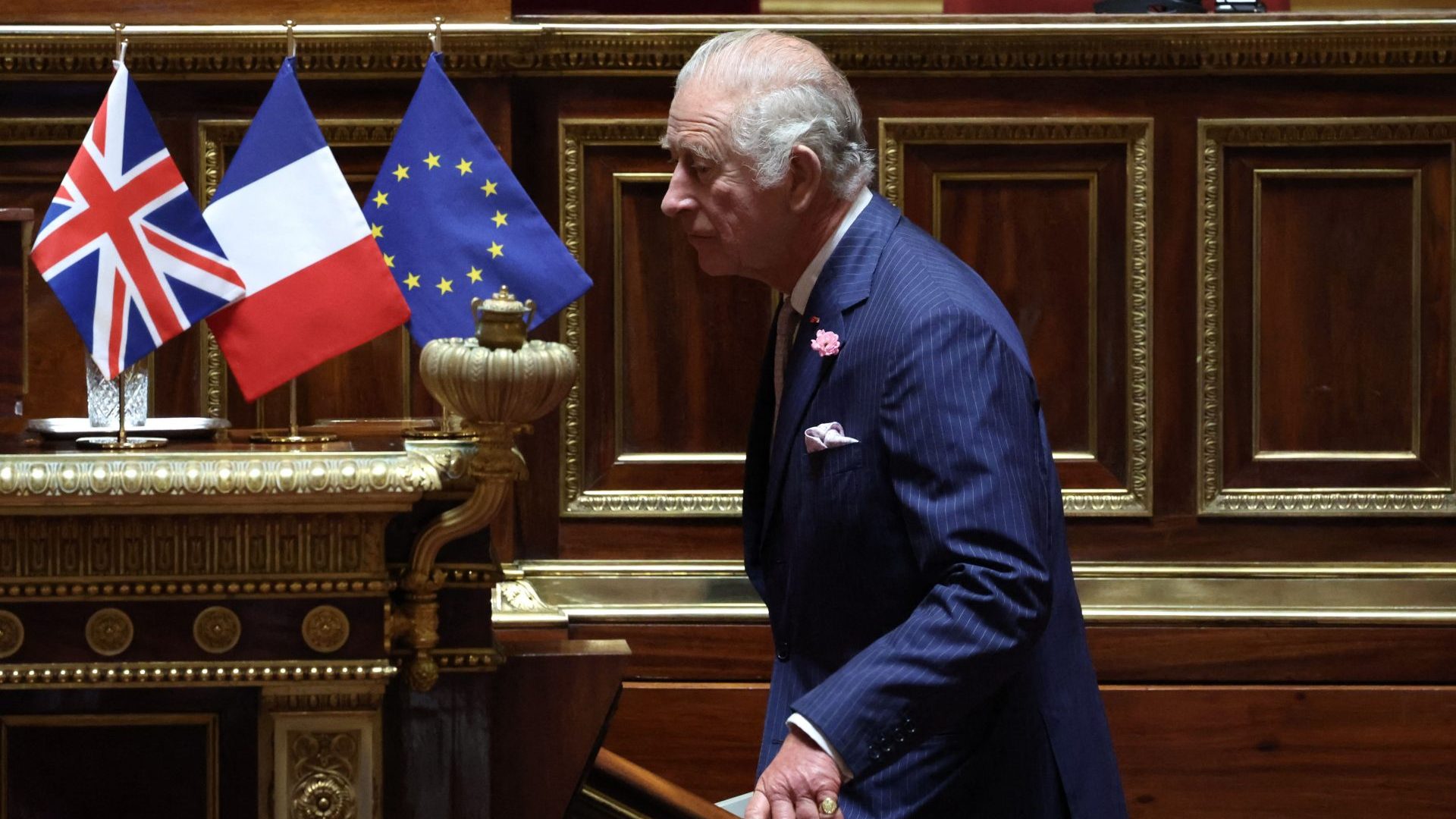 French parliamentarians were in awe of King Charles, who addressed them in French. Photo: Emmanuel Dunand/AFP/Getty