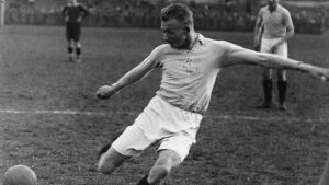 Matthias Sindelar 
who won 43 caps 
for Austria and 
celebrated a win 
over Germany by 
dancing in front 
of assembled Nazi 
dignitaries. Photo: Lothar 
Ruebelt/ullstein 
bild/Getty