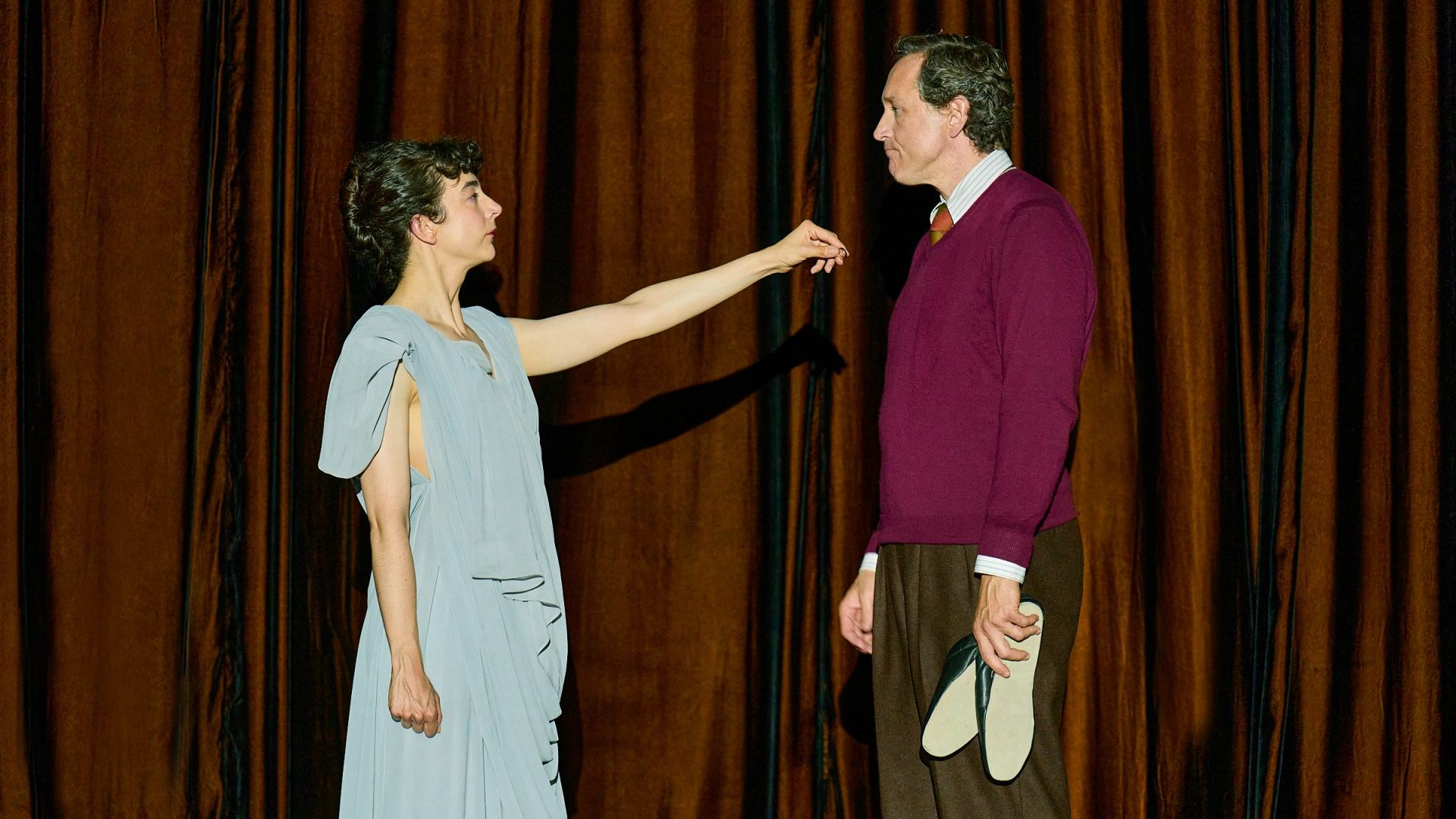 Patsy Ferran (Eliza Doolittle) and Bertie Carvel (Henry Higgins) in Pygmalion at The Old Vic. Pic: Manuel Harlan