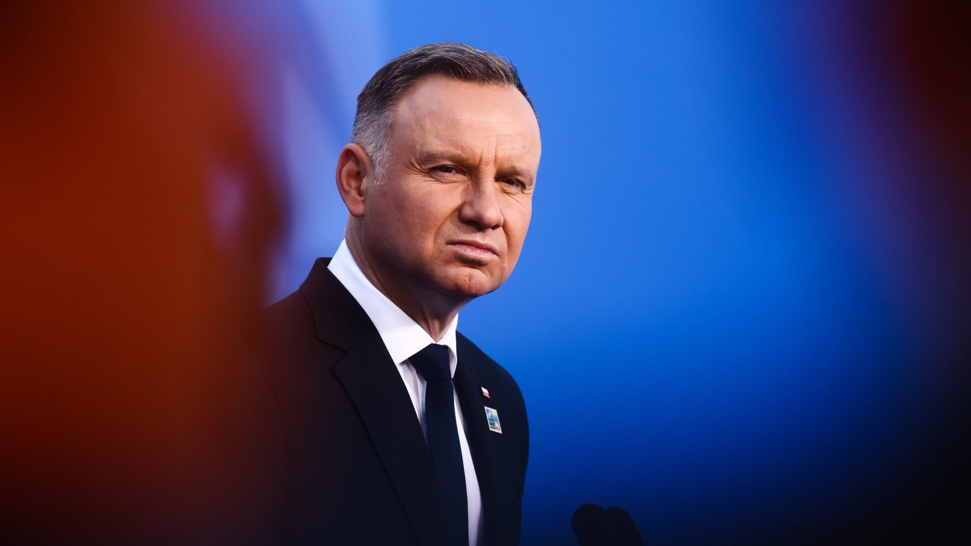 Andrzej Duda, the President of Poland, attends NATO Summit at LITEXPO Lithuanian Exhibition and Congress Center in Vilnius. Photo: Beata Zawrzel/NurPhoto via Getty Images