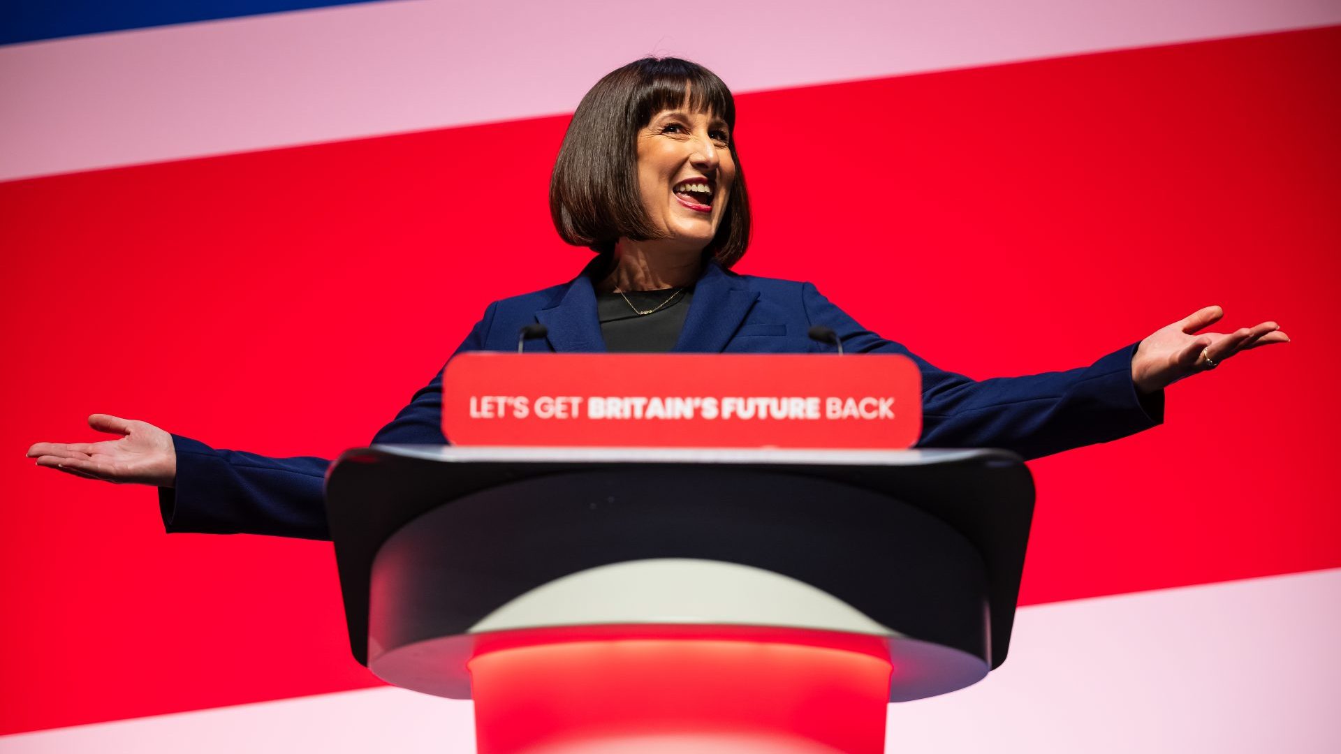 Rachel Reeves MP, Shadow Chancellor of the Exchequer delivers her keynote speech to party delegates on day two of the Labour Party conference. Photo: Leon Neal/Getty Images
