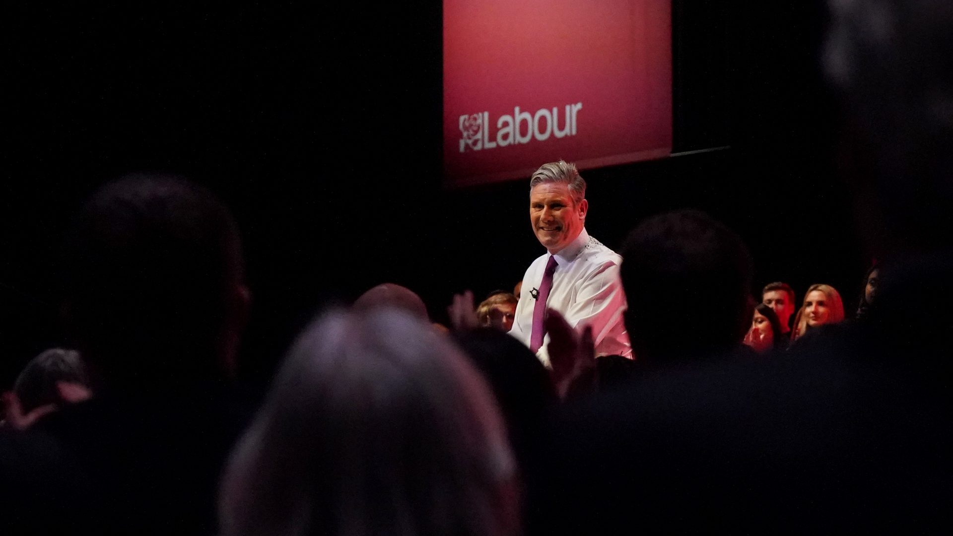  Labour party leader, Sir Keir Starmer delivers the leader's speech, covered in glitter after a protestor stormed the stage on the third day of the Labour Party conference. Photo:  Ian Forsyth/Getty Images