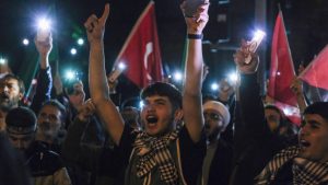 The Mavi Marmara Group assembled in Edirnekap, Istanbul to express their support for the Palestinian people (Photo by Mine Toz/SOPA Images/LightRocket via Getty Images)