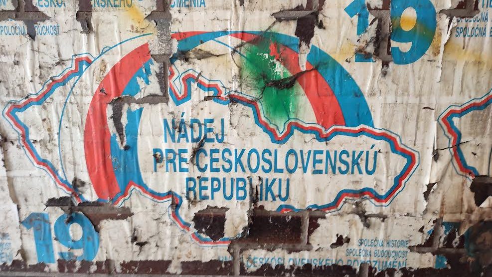 ‘Hope for a republic of Czechoslovakia’ reads the poster from 1992 in Žižkov, Prague. Photo: James Hopkin