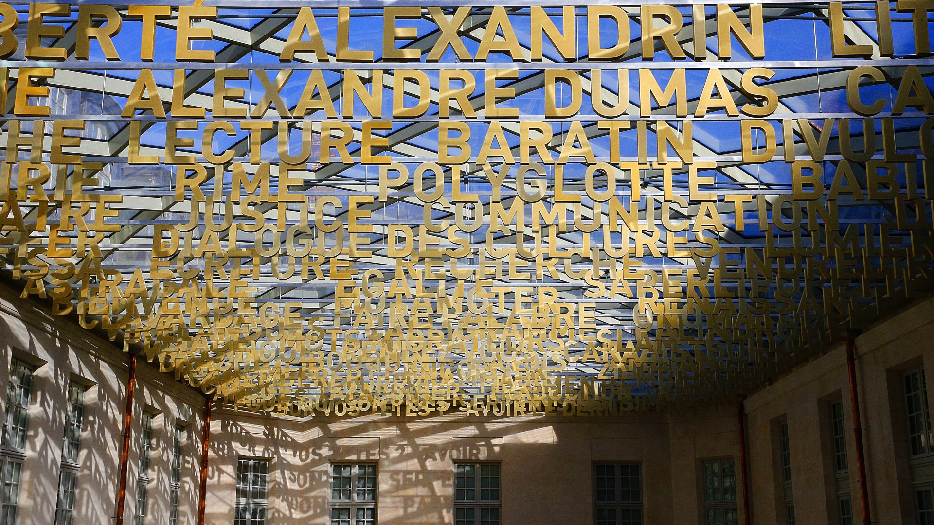 The ‘lexical sky’ in the courtyard of the renaissance castle in Villers-Cotterêts, new home of the Cité Internationale de la Langue Française. Photo: François Nascimbeni/AFP/Getty