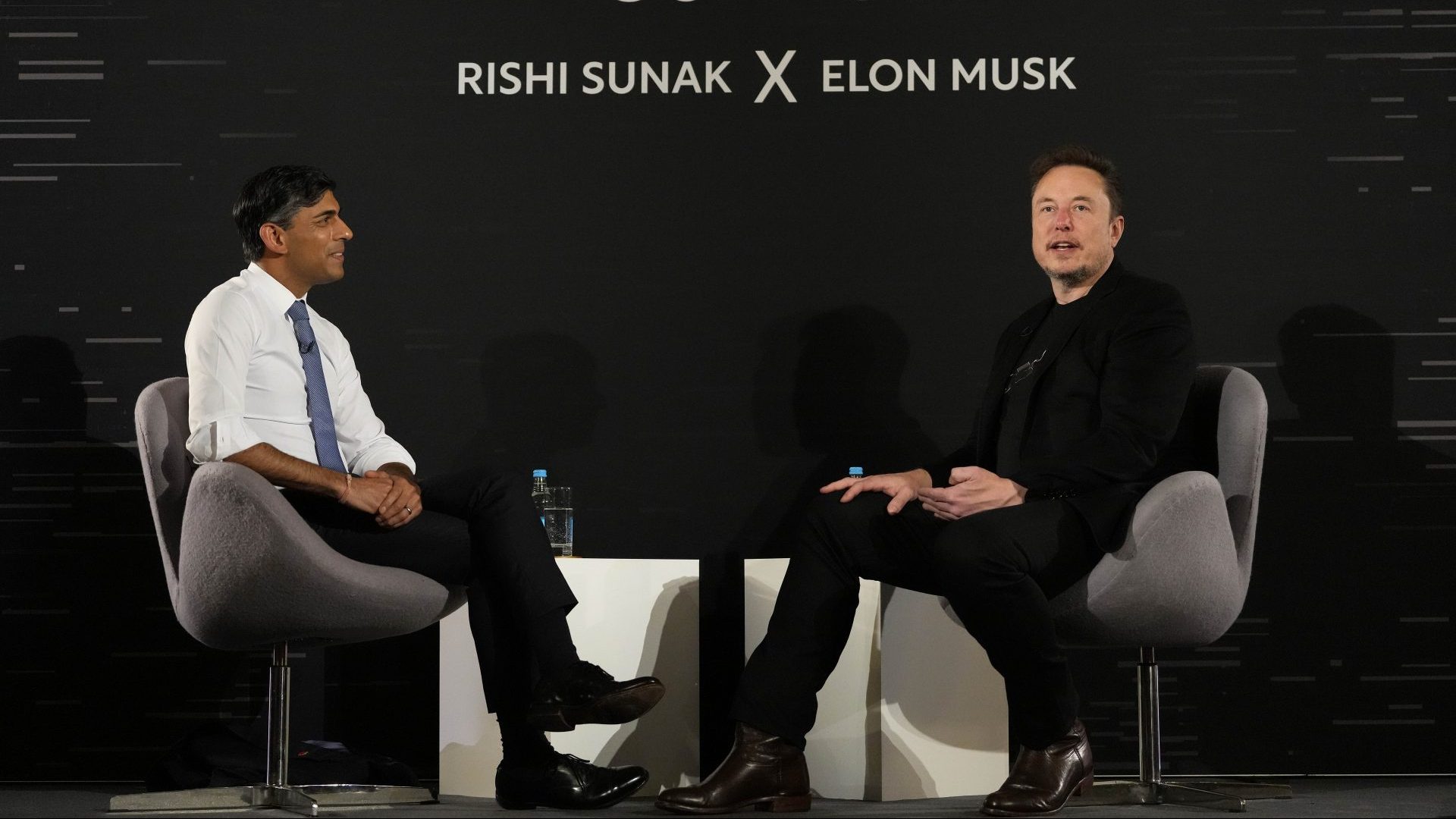 Rishi Sunak attends an in-conversation event with Elon Musk. Photo: Kirsty Wigglesworth - WPA Pool/Getty Images
