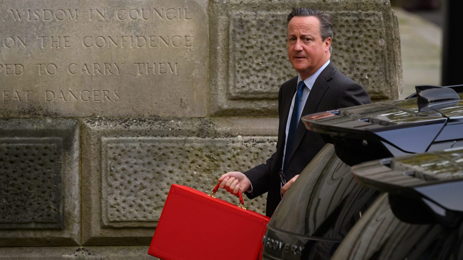 Britain's new Foreign Secretary, former Prime Minister David Cameron arrives at Downing Street ahead of the Cabinet Meeting. Photo: Leon Neal/Getty Images