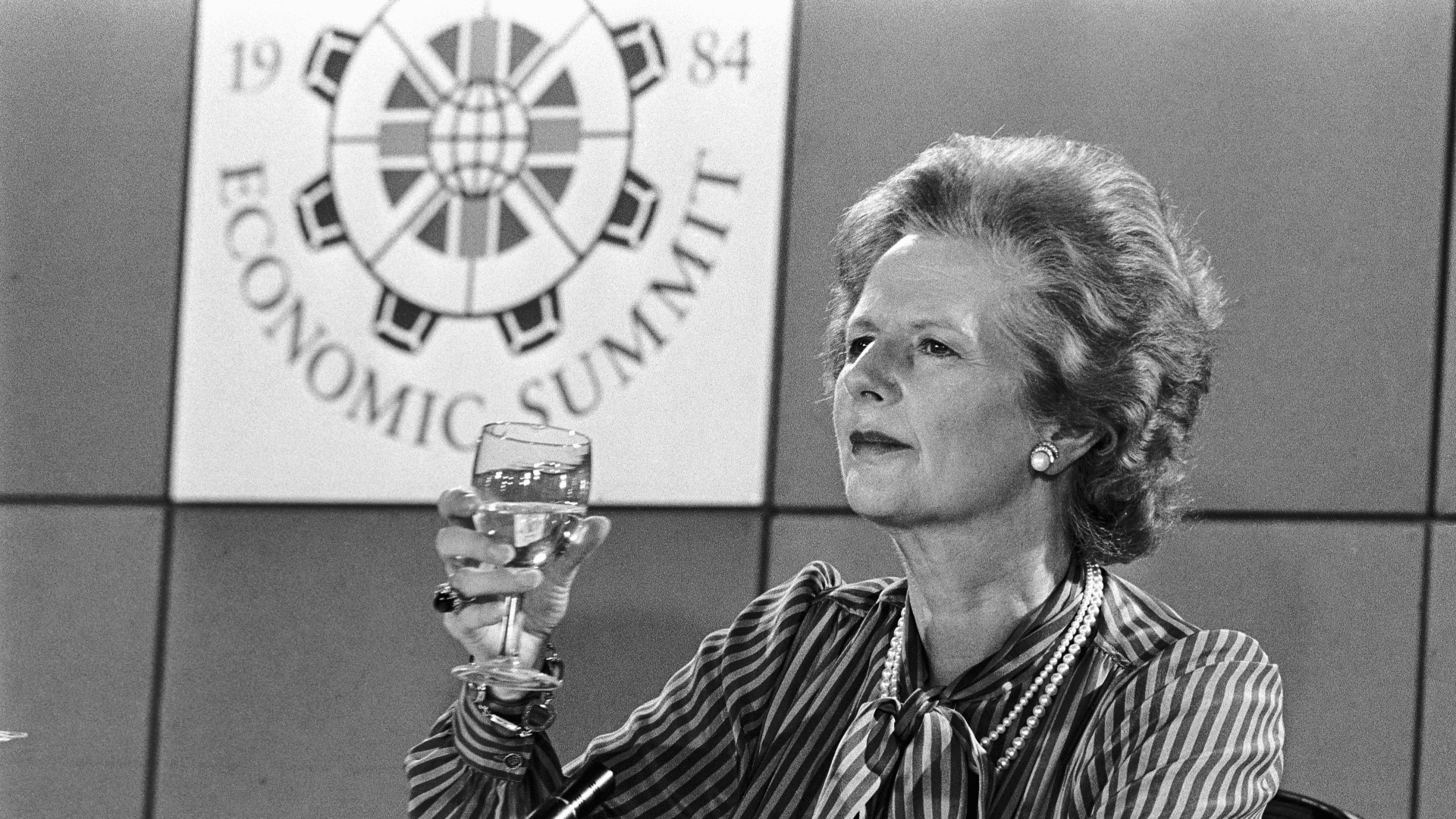 Prime minister Margaret Thatcher attends the 10th EEC Summit at Lancaster House, June 1984. Photo: Bettmann/Getty