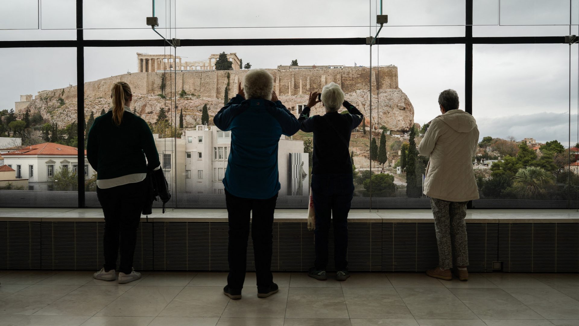 Visitors walk through the Acropolis Museum, in Athens. Photo: MENELAOS MYRILLAS/SOOC/AFP via Getty Images