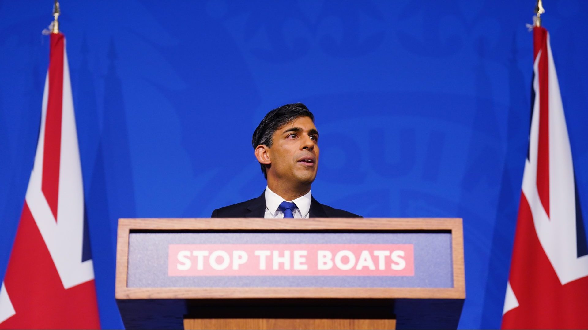 Rishi Sunak conducts a press conference in the Downing Street Briefing Room. Photo: James Manning - WPA Pool/Getty Images