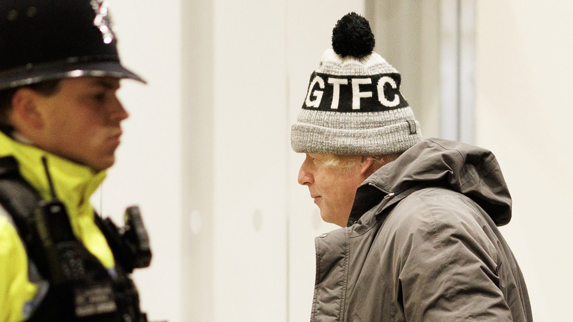 ormer British Prime Minister Boris Johnson (wearing a Grimsby Town F.C hat) arrives to testify at the Covid Inquiry. Photo: Dan Kitwood/Getty Images