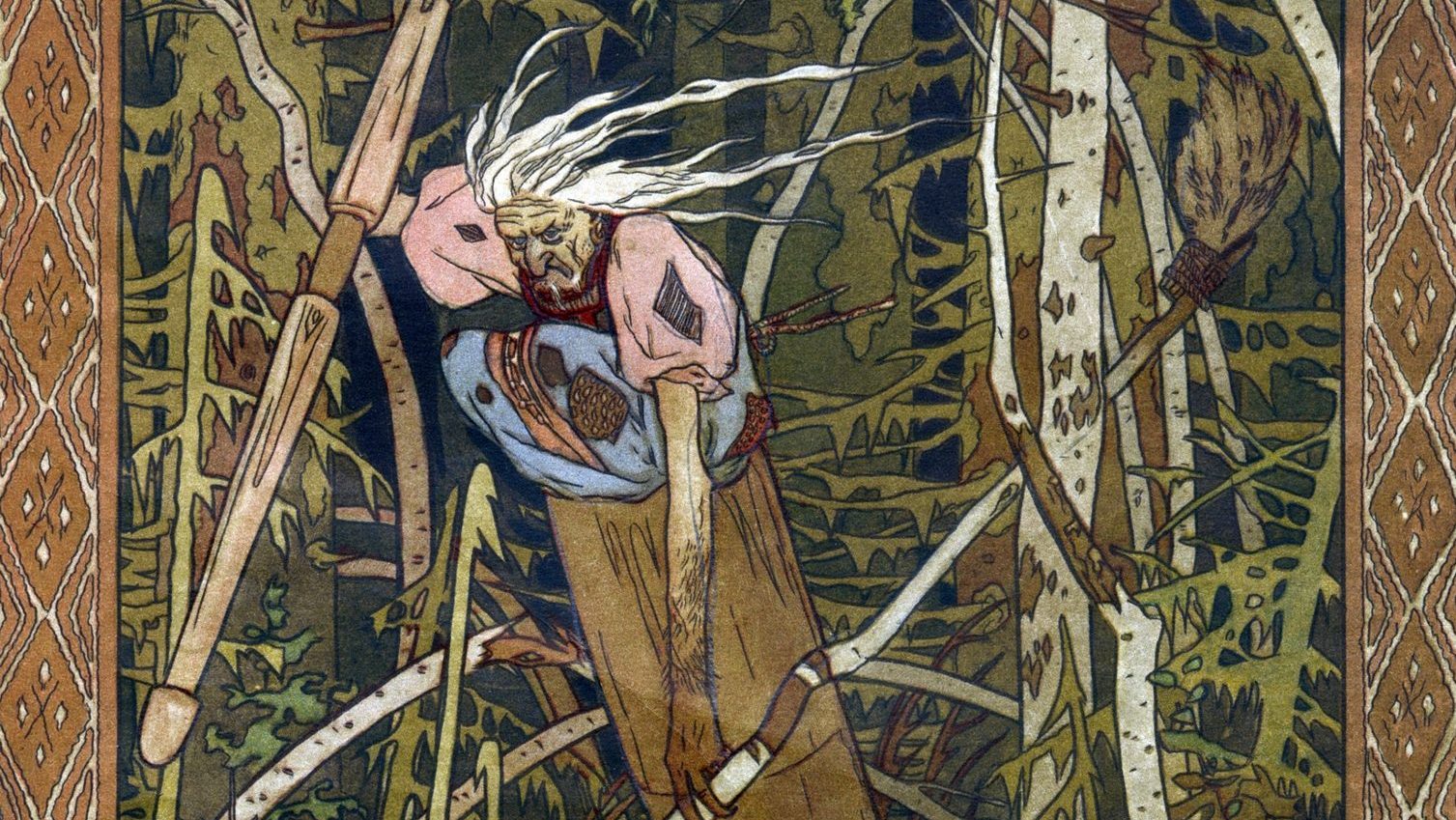 Baba Yaga, the fairy tale scourge from Slavic folklore, depicted in an illustration from the book Vasilisa the Beautiful, 1900. Photo: Fine Art Images/Heritage Images/Getty