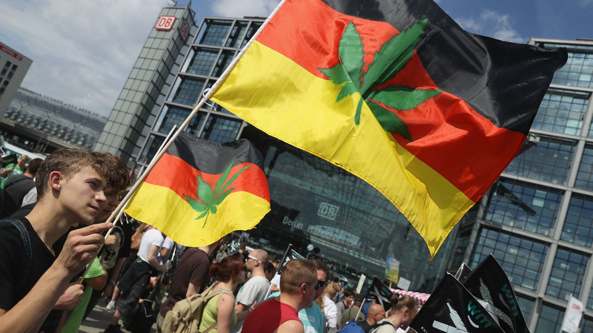 At Berlin’s annual Hemp Parade people call for the legalisation of cannabis. Photo: Sean Gallup/Getty Images