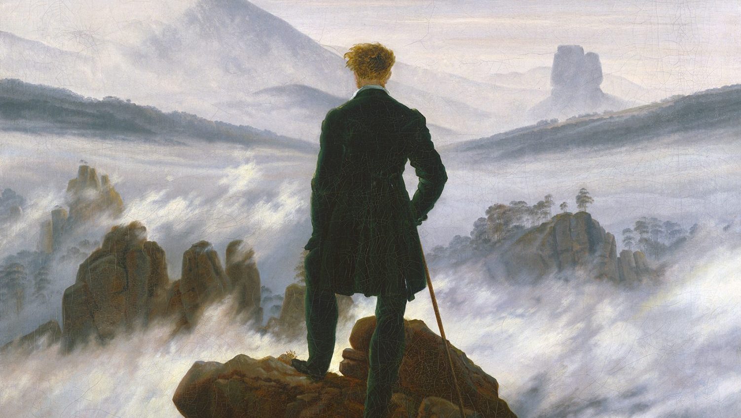 Wanderer Above the Sea of Fog by German Romanticist artist Caspar David Friedrich, c1817