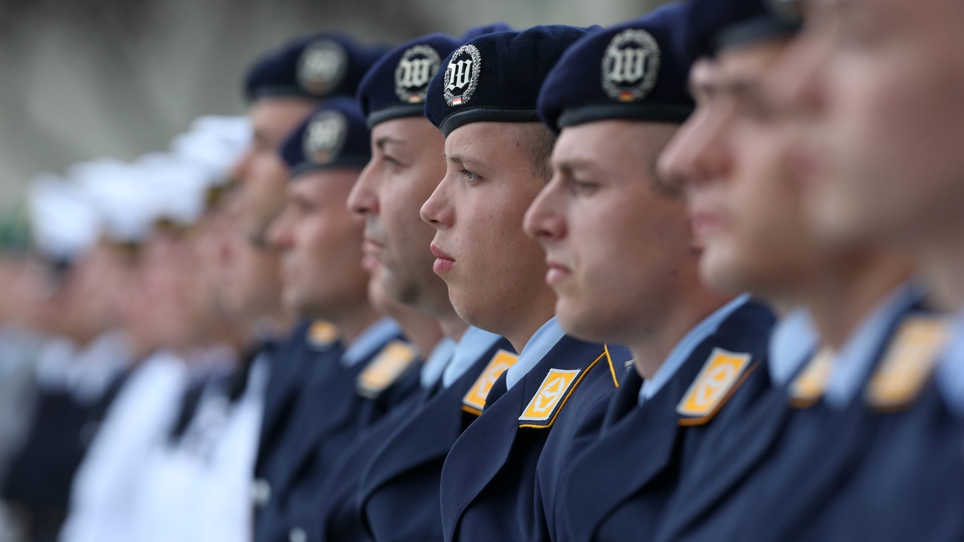 New recruits of the Bundeswehr take their oath of service in Berlin, 2023. Photo: Adam Berry/Getty